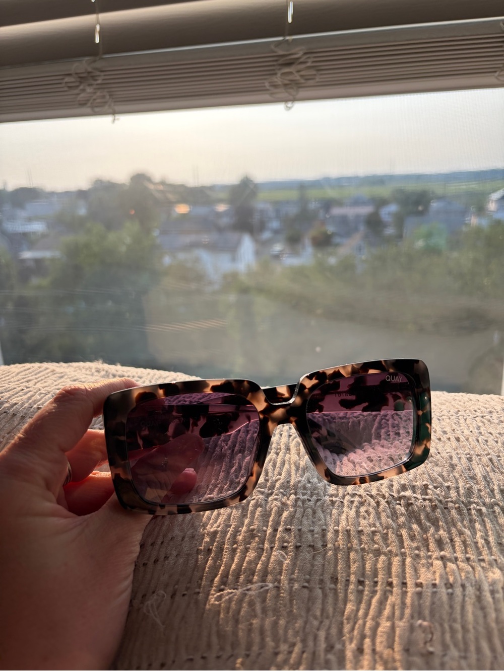 Quay Australia Tortoiseshell Square Sunglasses with Purple Lenses